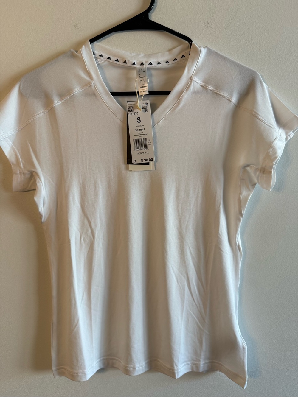 Adidas Women's White V-Neck Active Tee - Size S